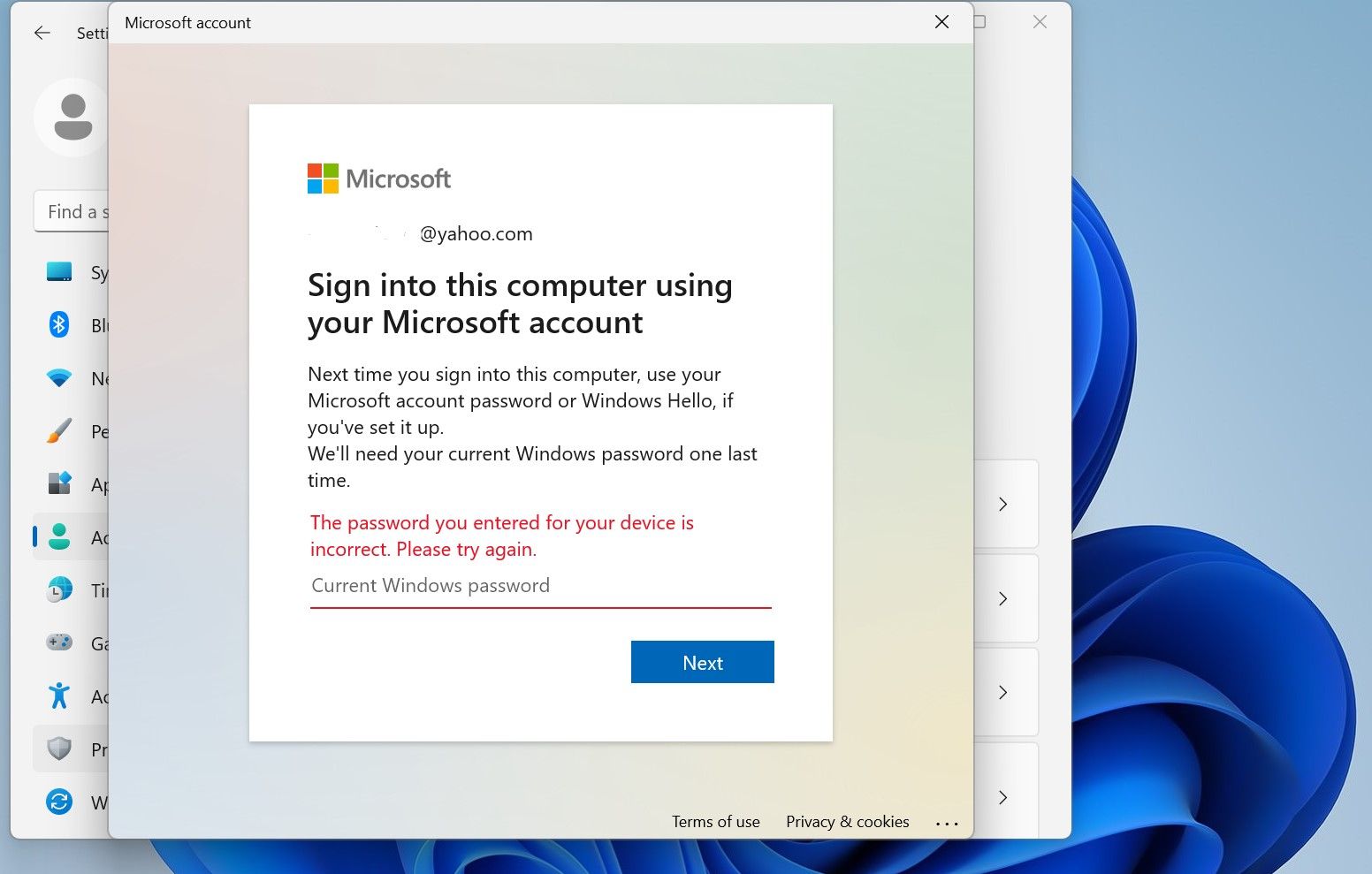Ошибка “Нам понадобится ваш текущий пароль Windows в последний раз”