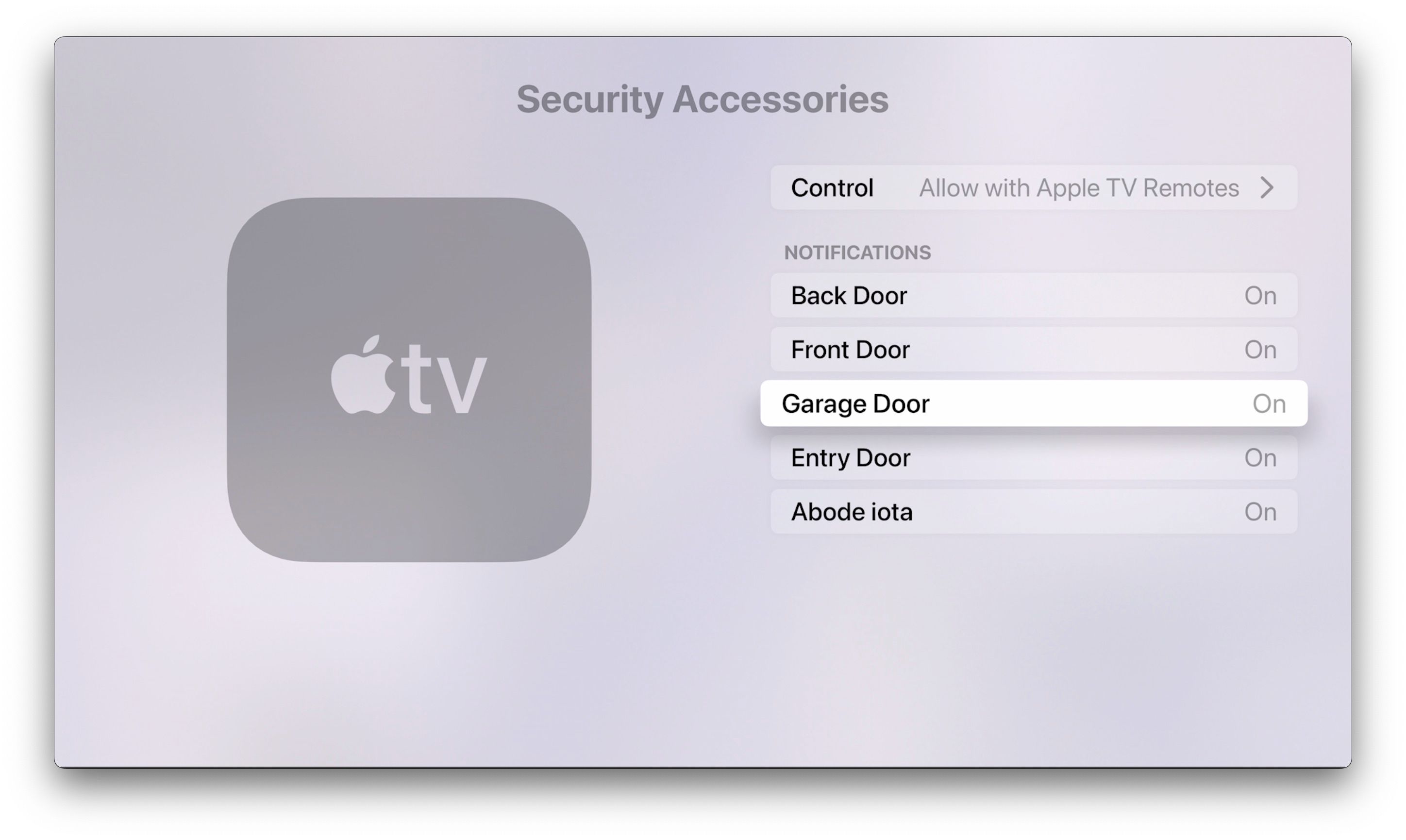 تنظیمات لوازم جانبی امنیتی tvOS 16 AirPlay و HomeKit