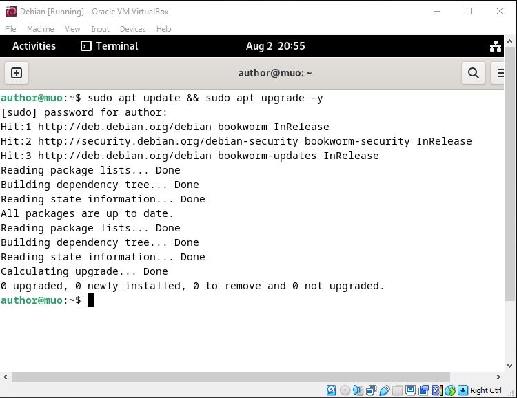 به روز رسانی و ارتقاء بسته ها در Debian VM