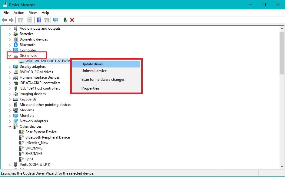 به روز رسانی درایورهای دیسک در Device Manager