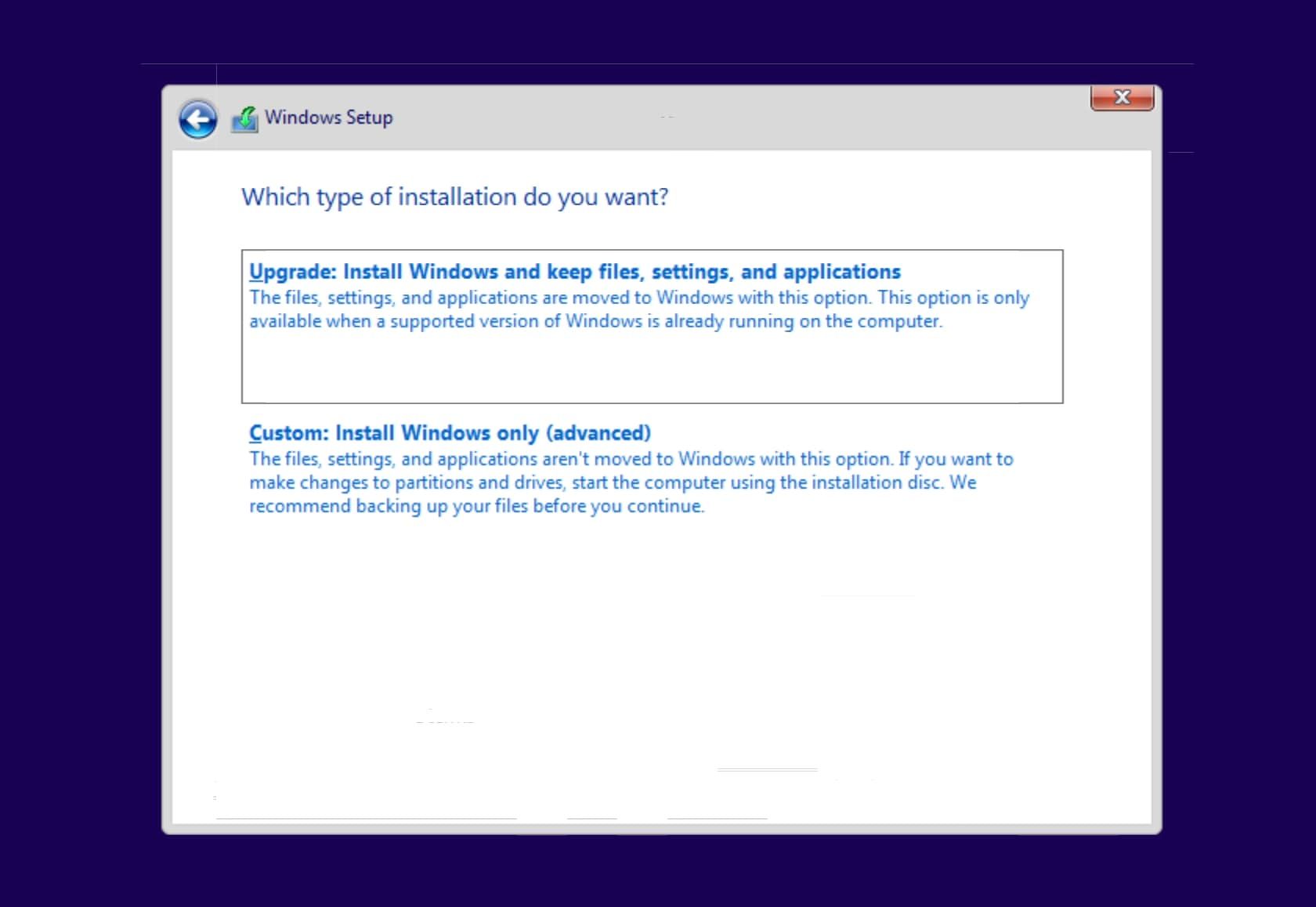 upgrade or custom install windows in a kvm