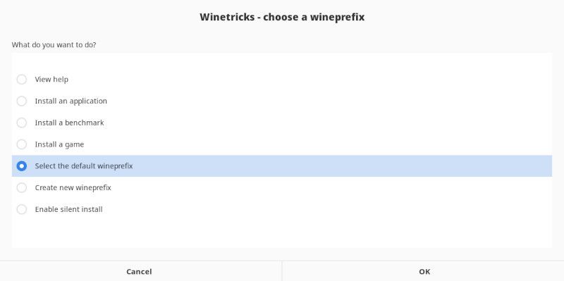 viewing starting options in winetricks on linux