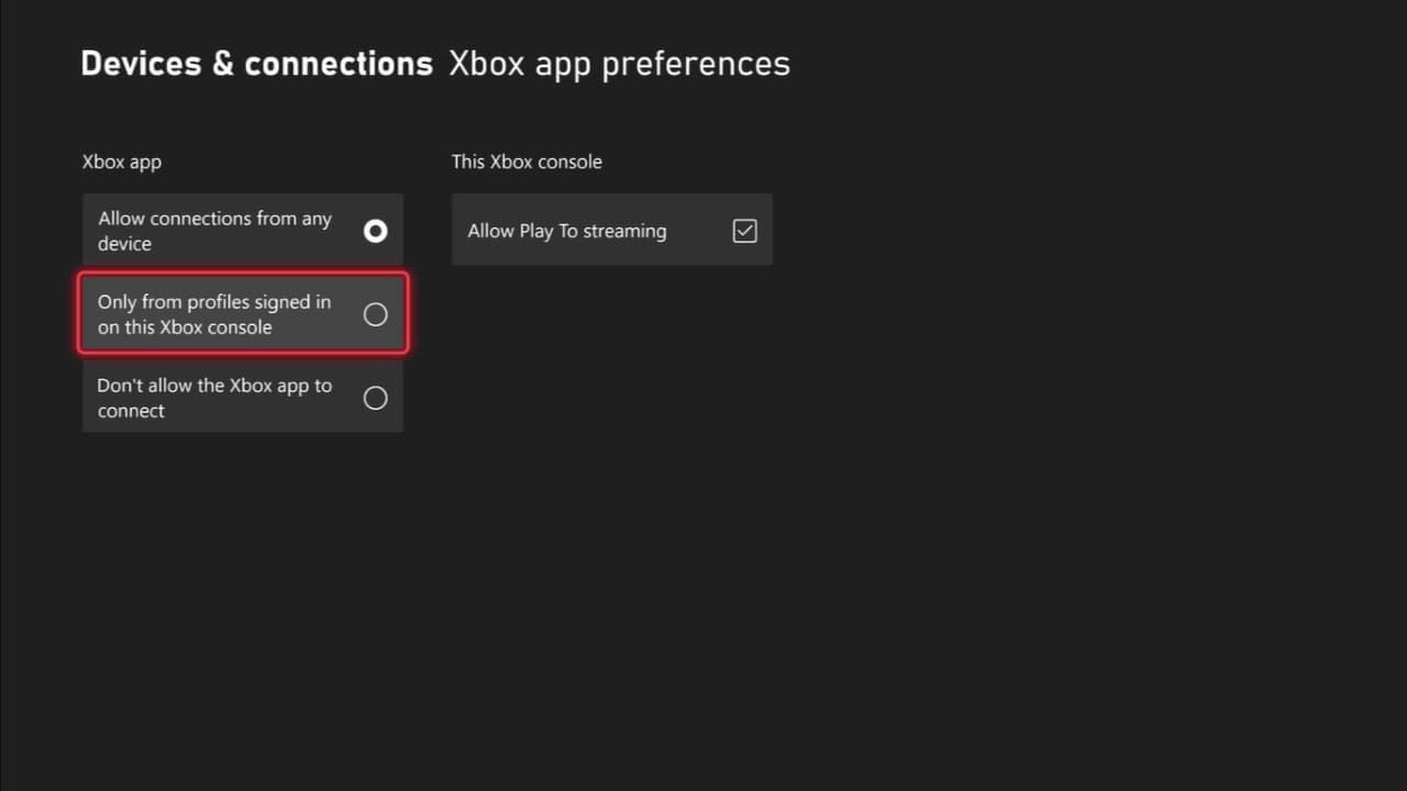A screenshot of the settings for Xbox App Preferences on an Xbox Series X