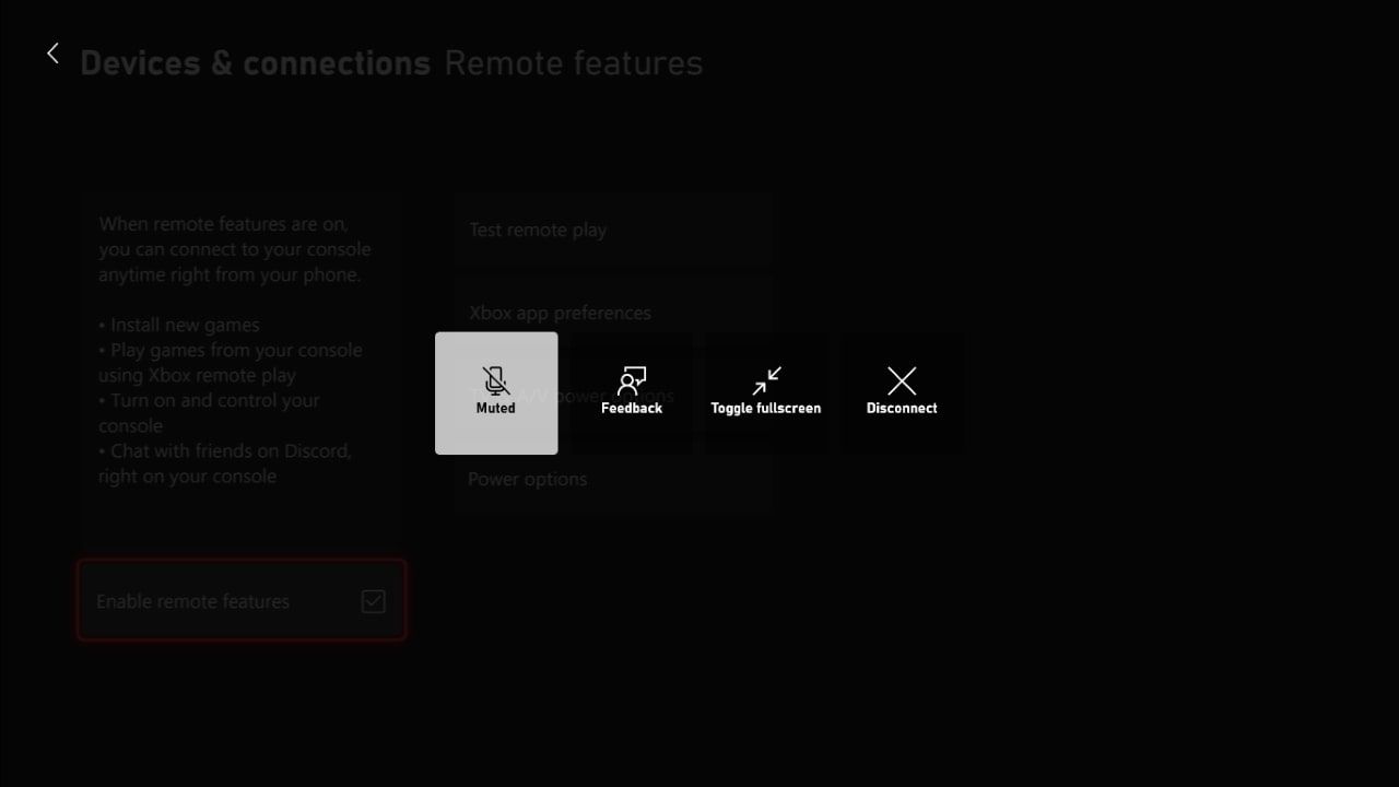A screenshot of the streaming options for Remote Play for an Xbox Series X