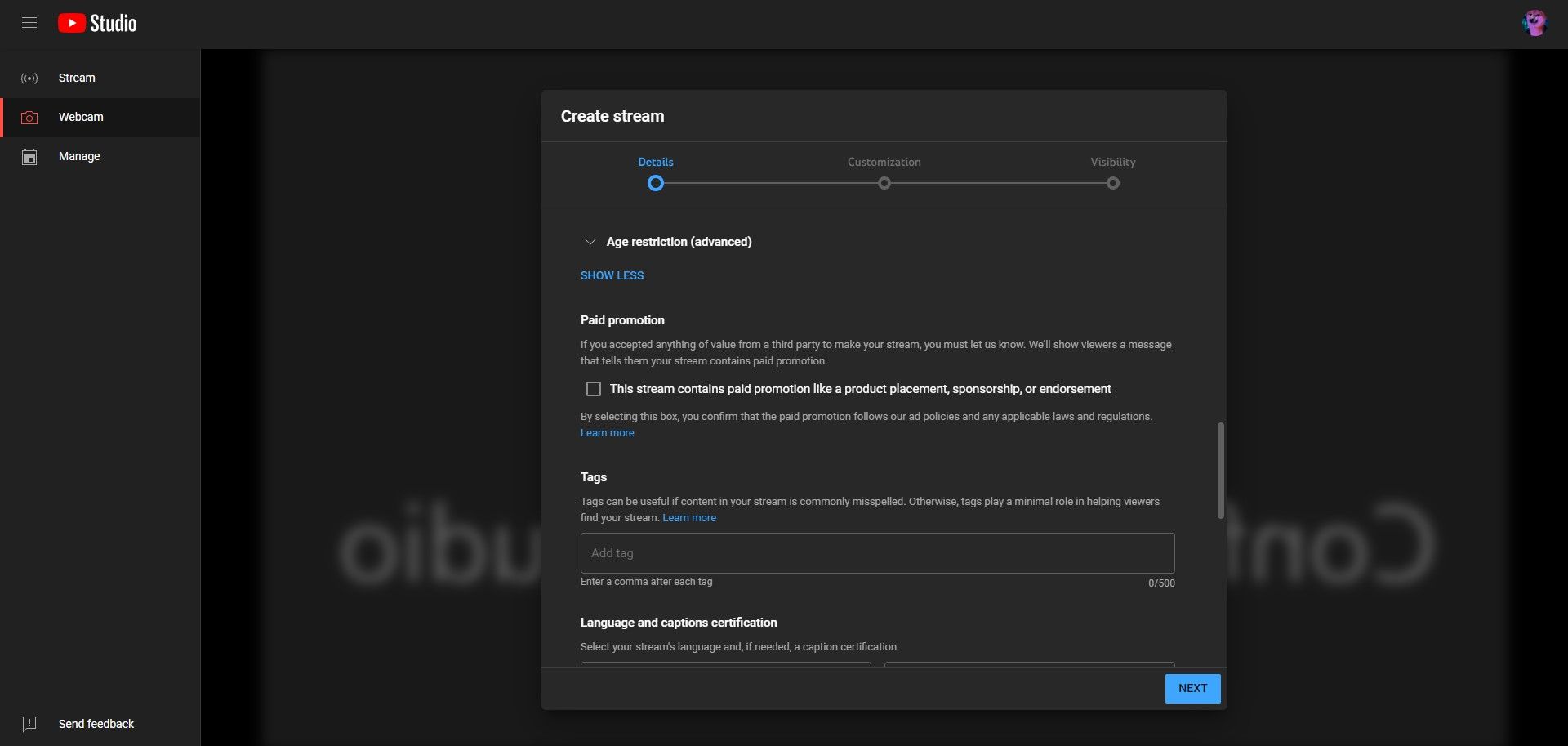 تنظیمات بیشتر برای پخش جریانی YouTube
