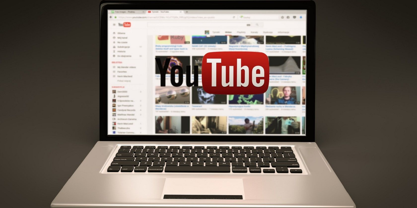 The YouTube website on a laptop 