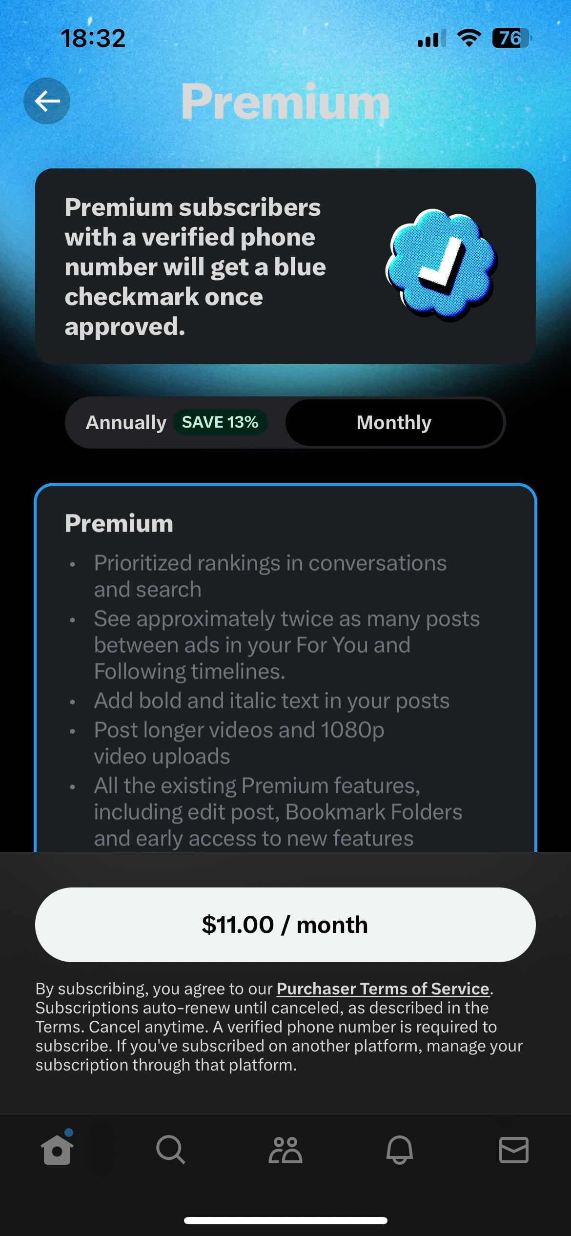X App Premium Sign Up