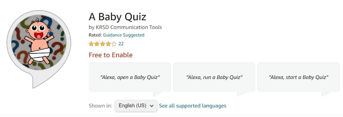 Uma habilidade de teste de bebê para Alexa 