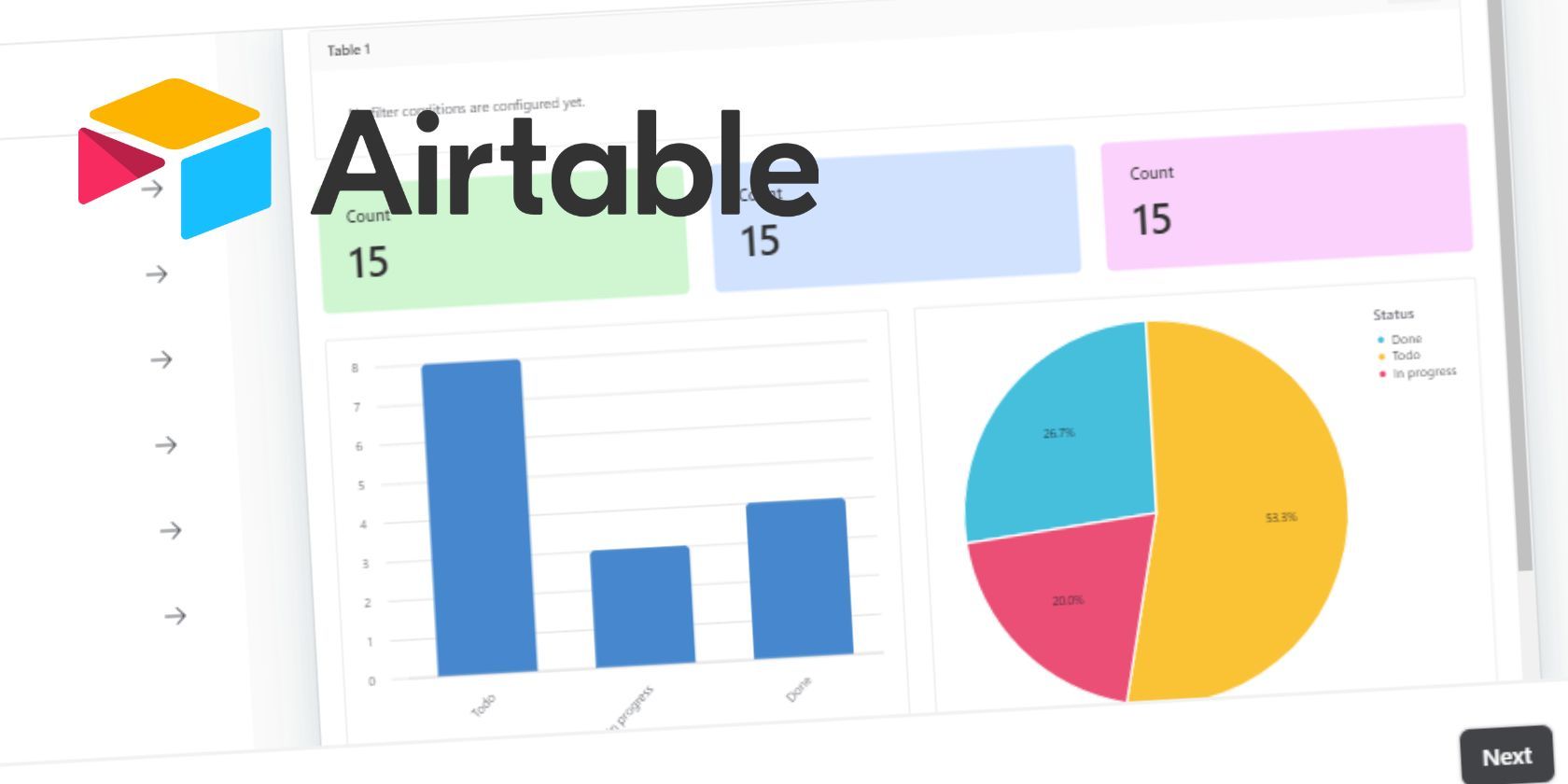 Airtable logo overlayed on a view of an Airtable interface