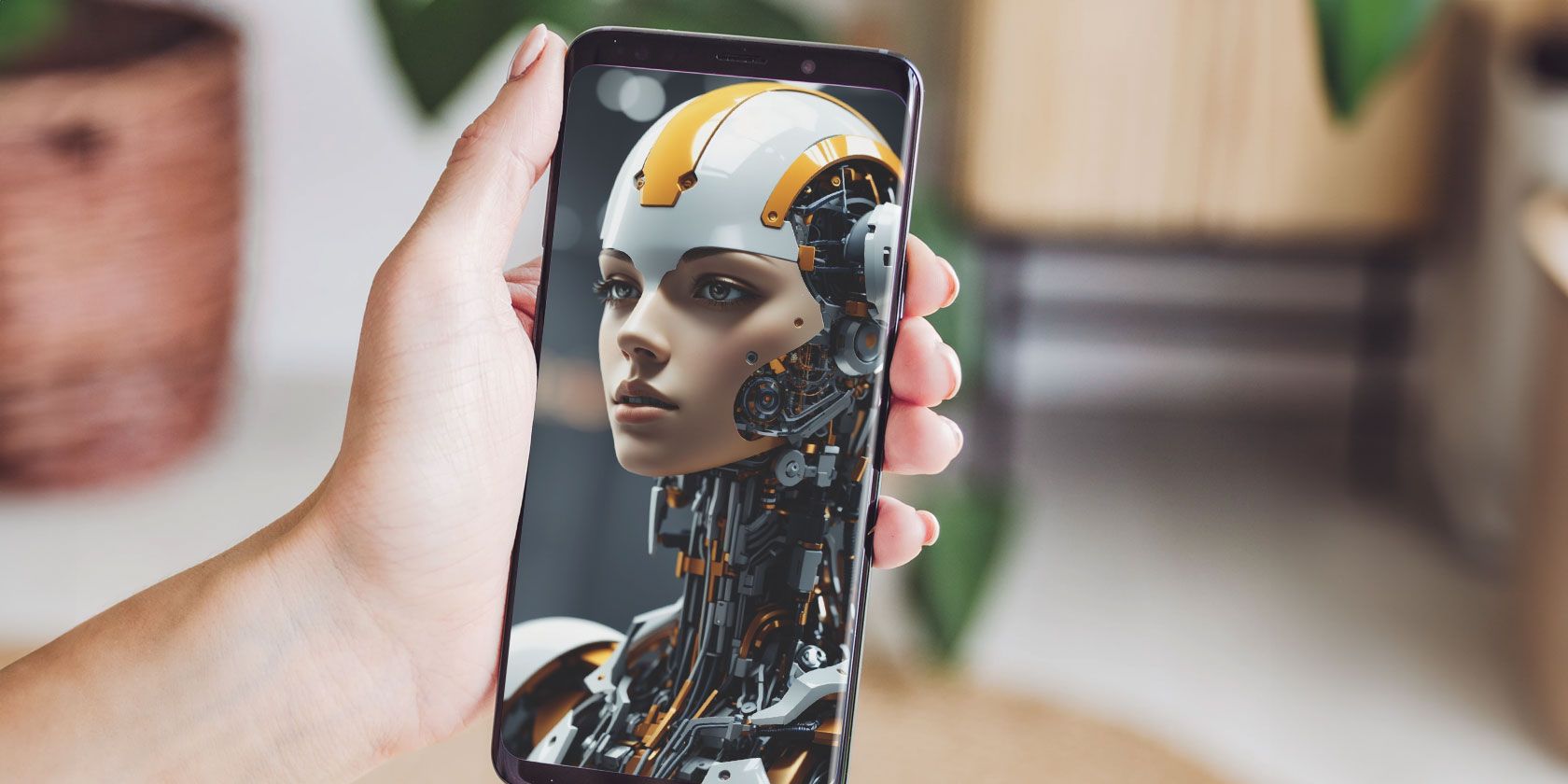 AI Robot on an Android phone screen
