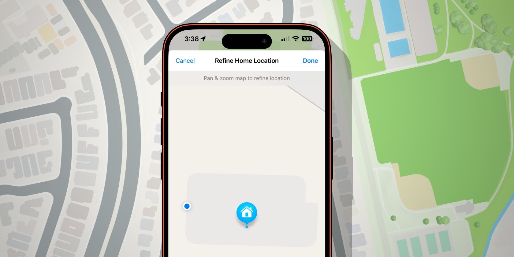 Apple Maps iOS 17 App Refine Location Option Displayed on an iPhone in Front of a Map