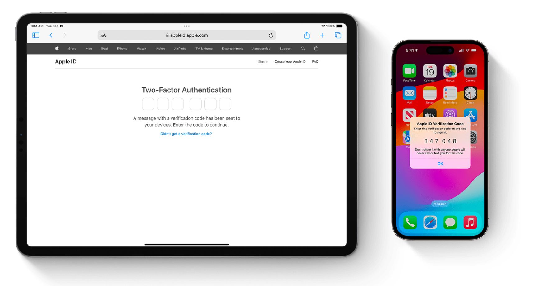 Apple Two Factor Authentication on iPad and iPhone