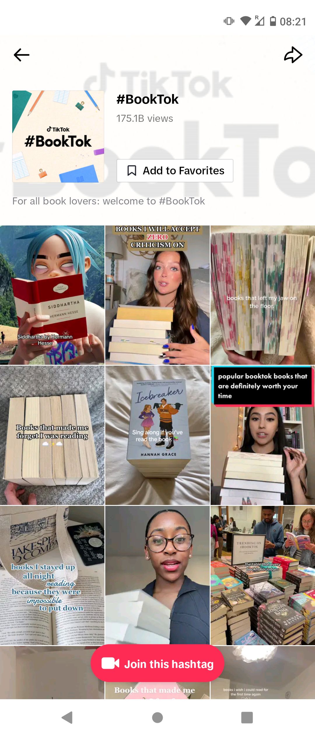 صفحه و پست های هشتگ BookTok