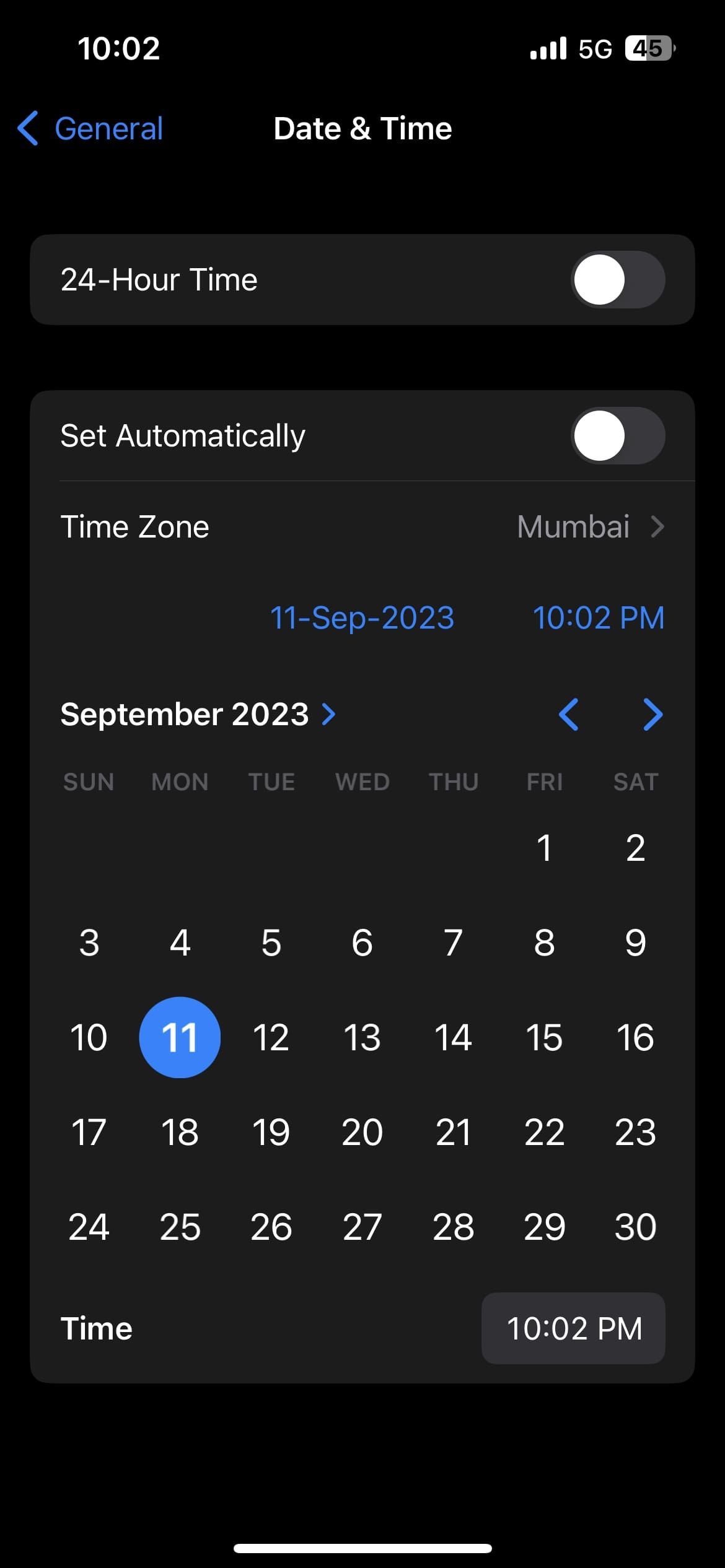 Calendar window on iPhone