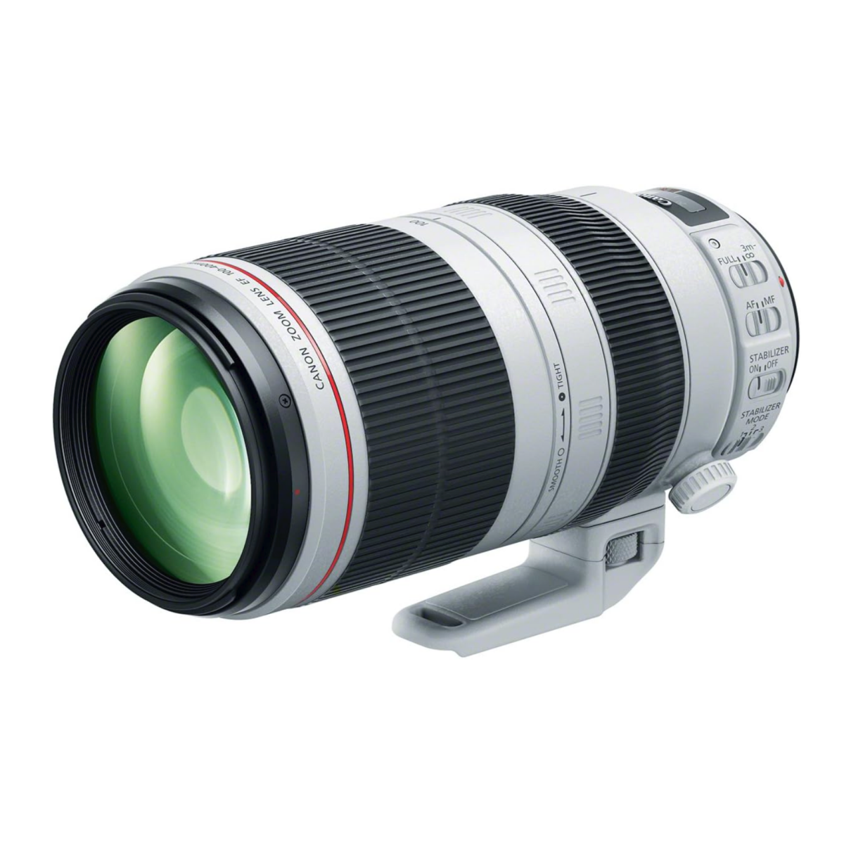 A Canon EF 100-400mm F4.5-5.6L IS II USM lens for DSLR cameras