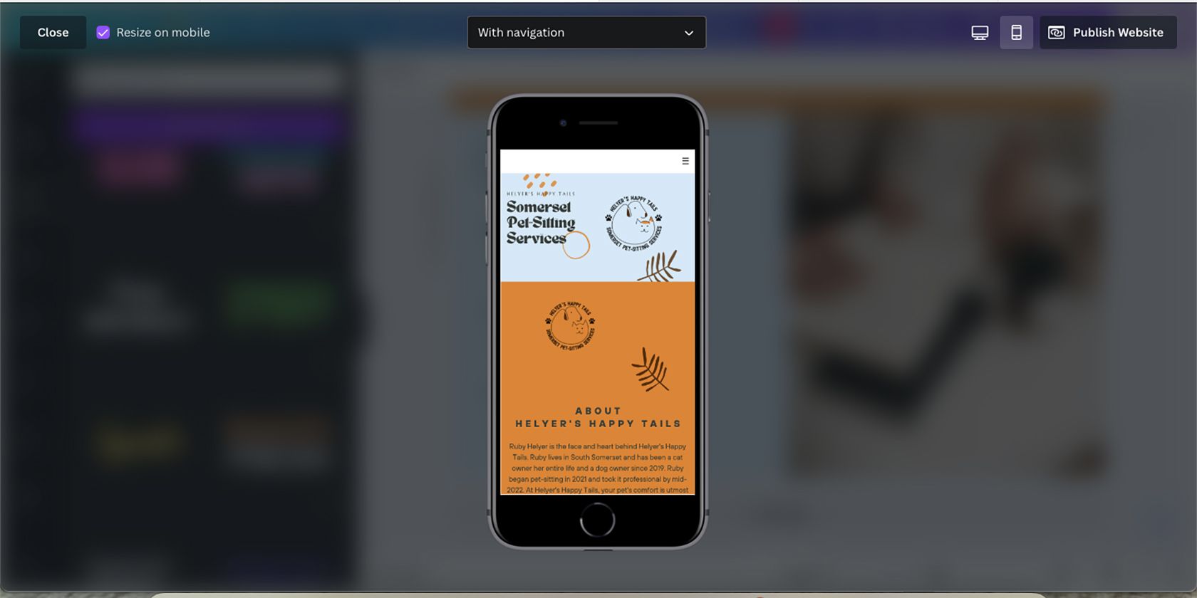 Canva website builder responsive design on mobile