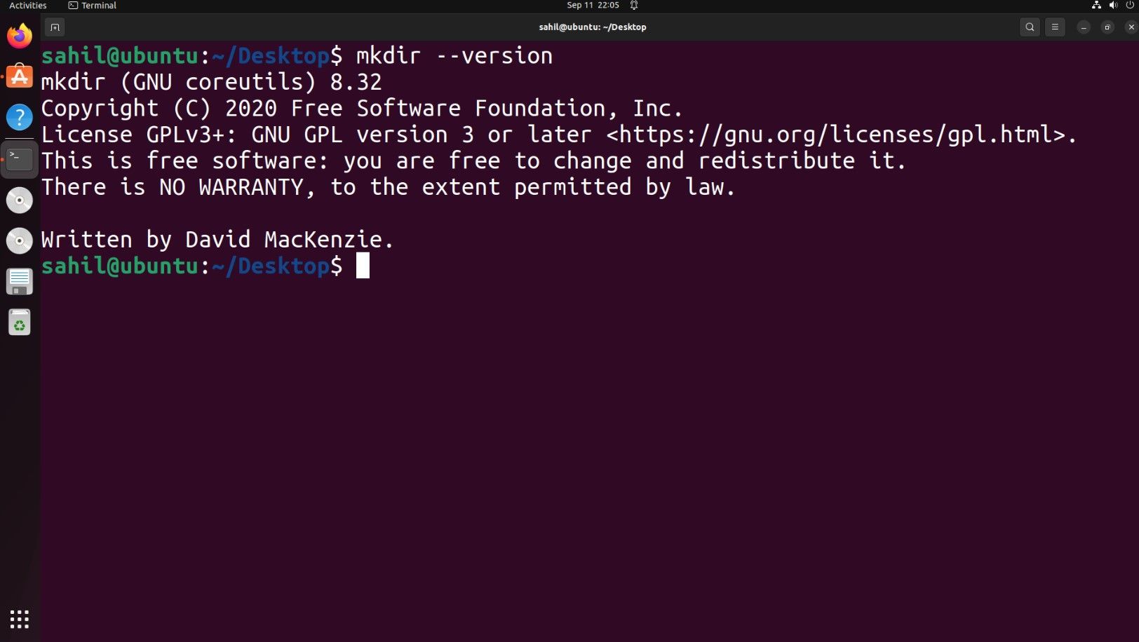 Terminal Ubuntu para verificar a versão do diretório Linux