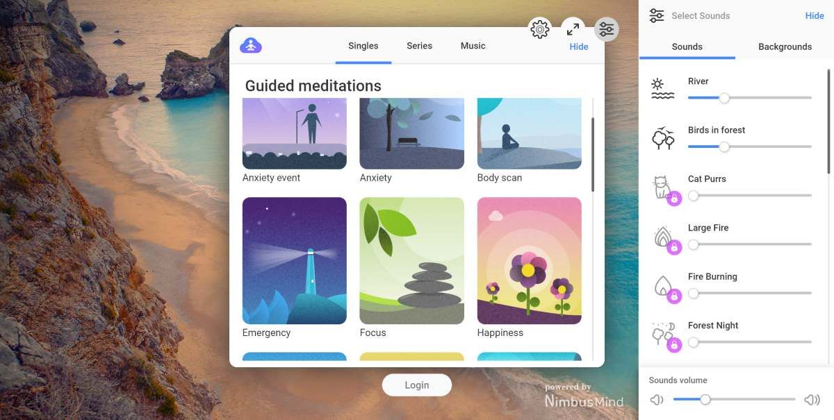 NimbusMind tem uma coleção de meditações guiadas de 5 minutos para resolver problemas mentais comuns
