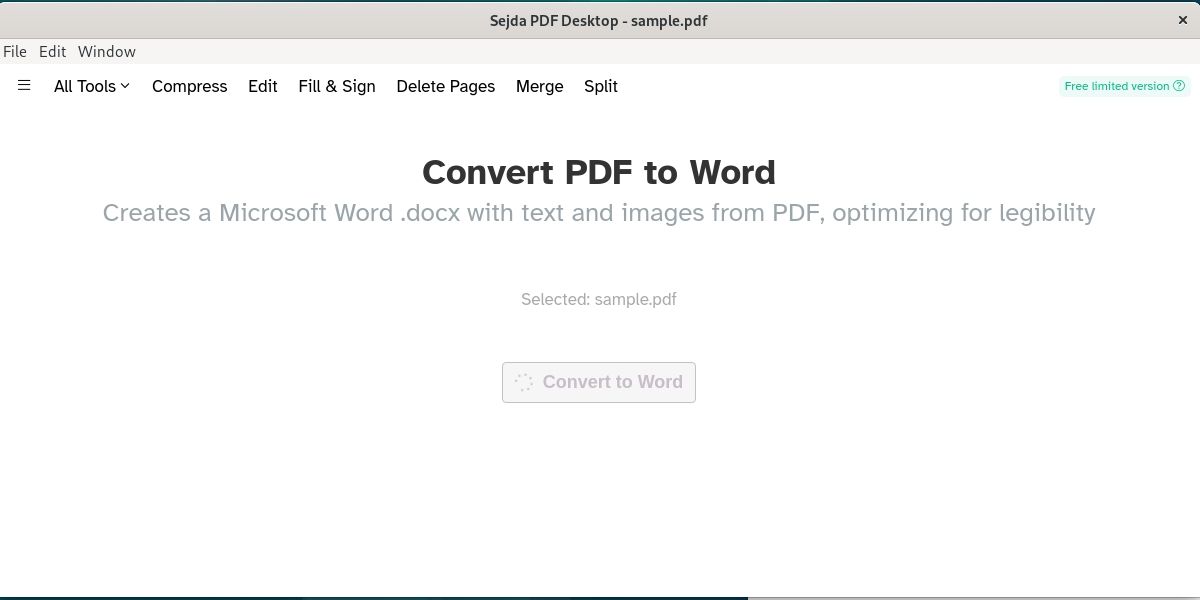 Convertendo PDF para Word usando o aplicativo Sejda Linux