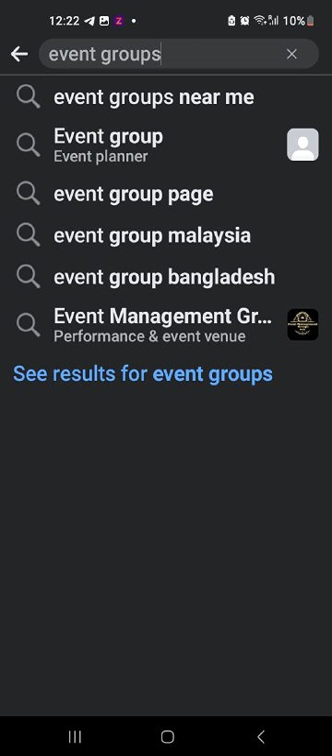 Event search on Facebook