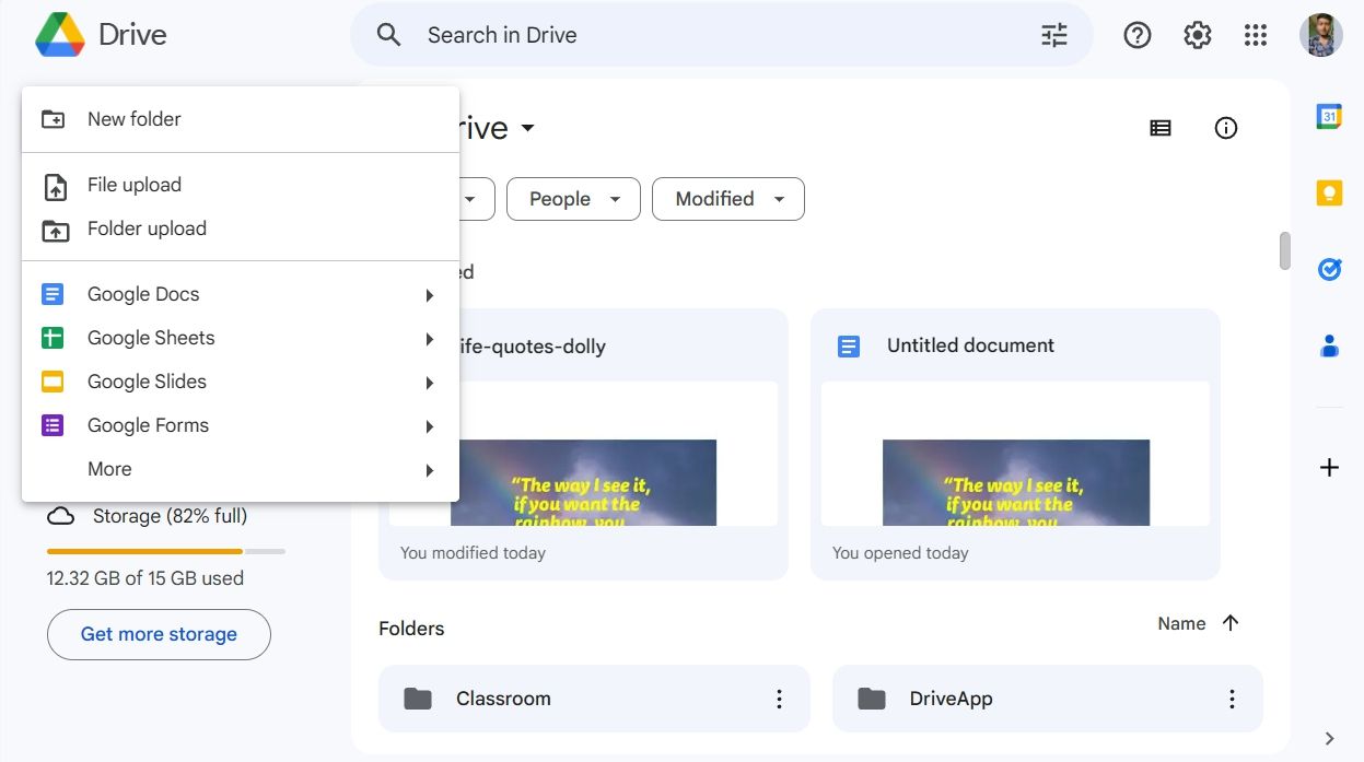 گزینه آپلود فایل در Google Docs