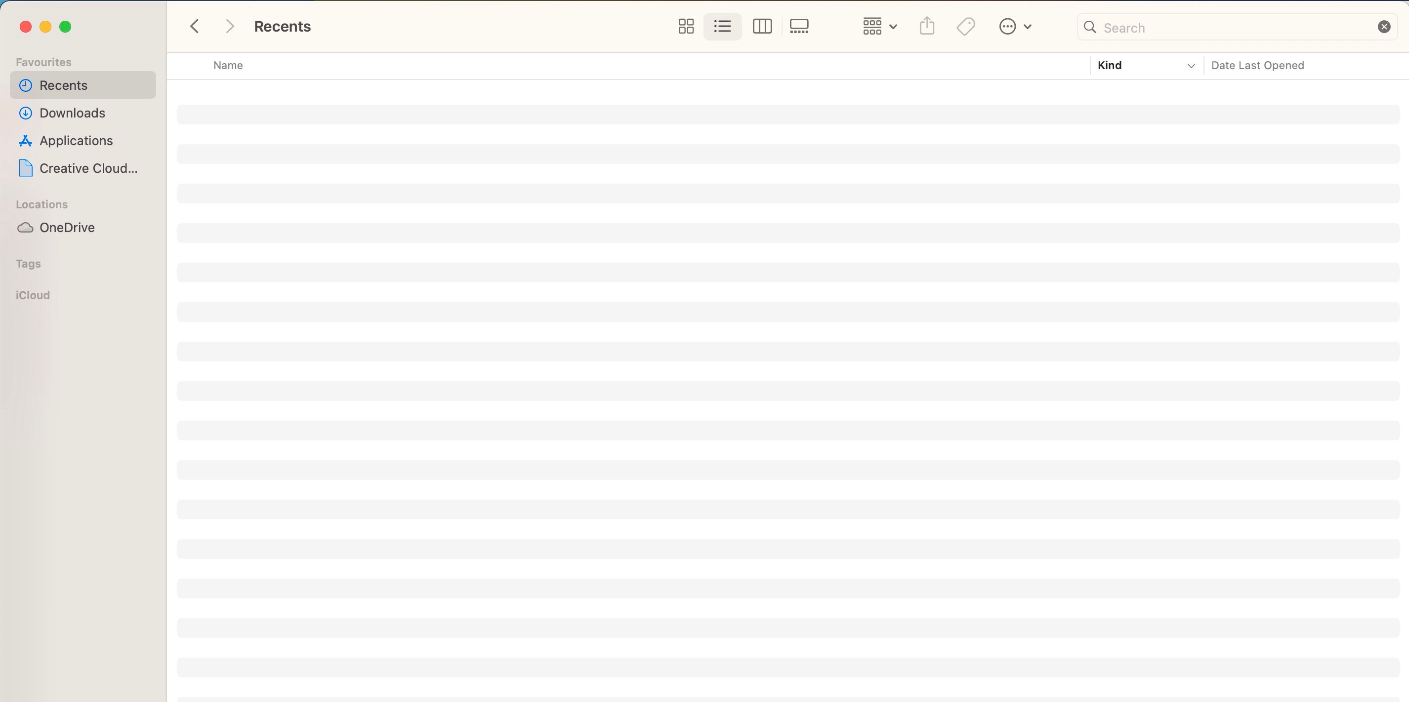Finder Recents Folder for Excel Spreadsheets