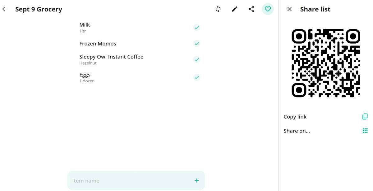 Groceed memungkinkan Anda membuat daftar belanjaan kolaboratif, dan memiliki opsi untuk menambahkan catatan ke item apa pun