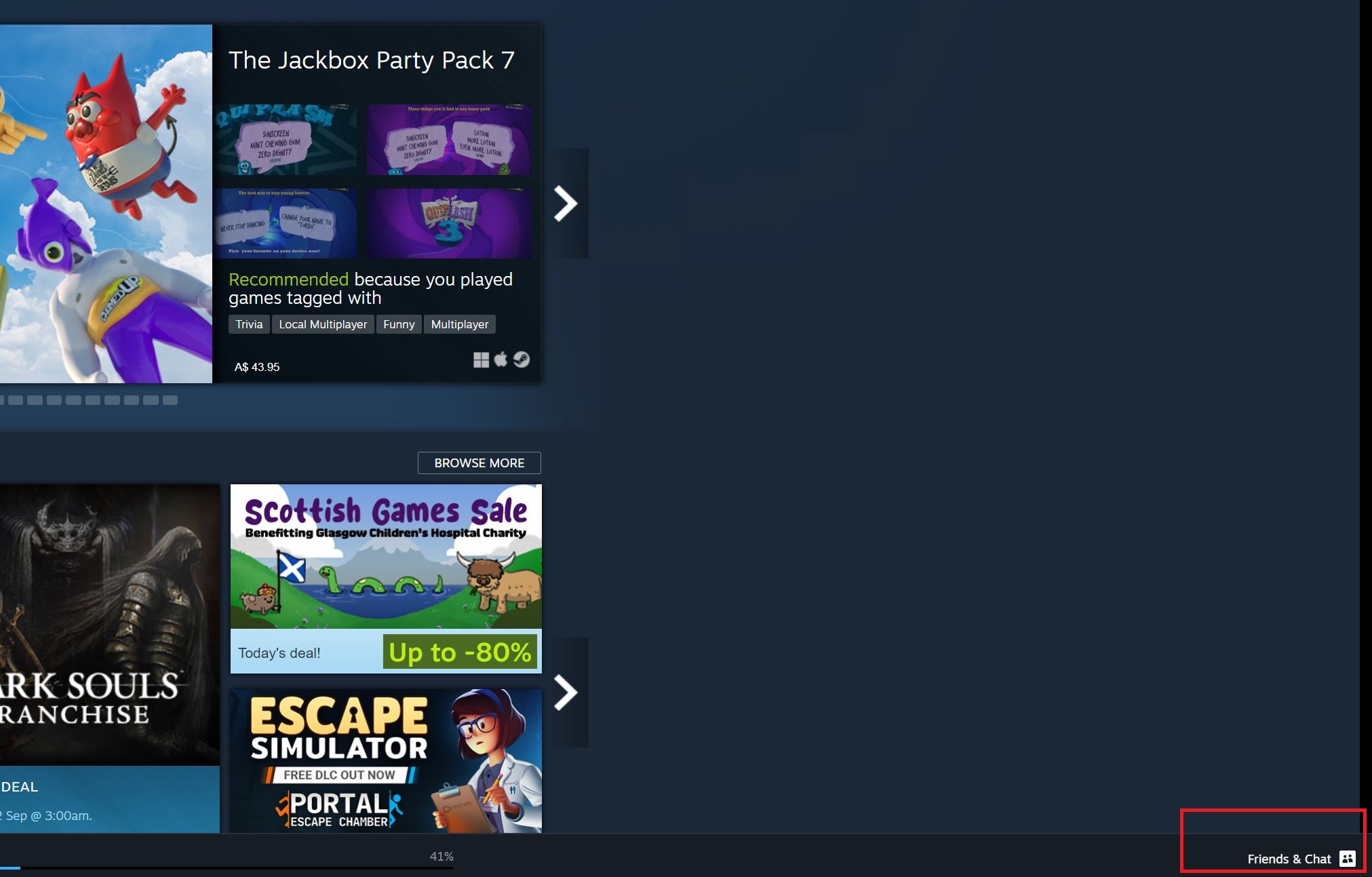 Friends and Chat Menu in Bottom Right Corner Steam
