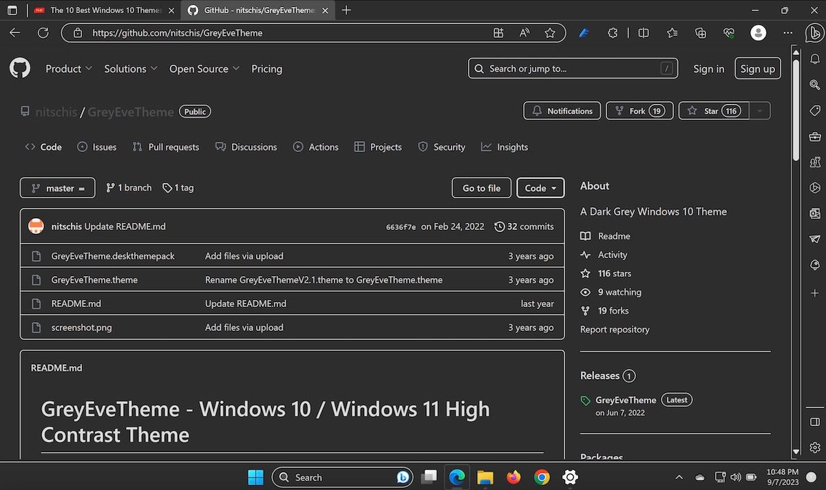 GreyEveTheme on Windows 10