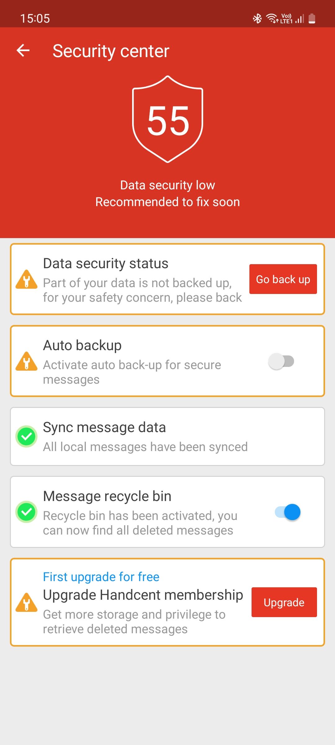 Handcent Next SMS Messenger Security center
