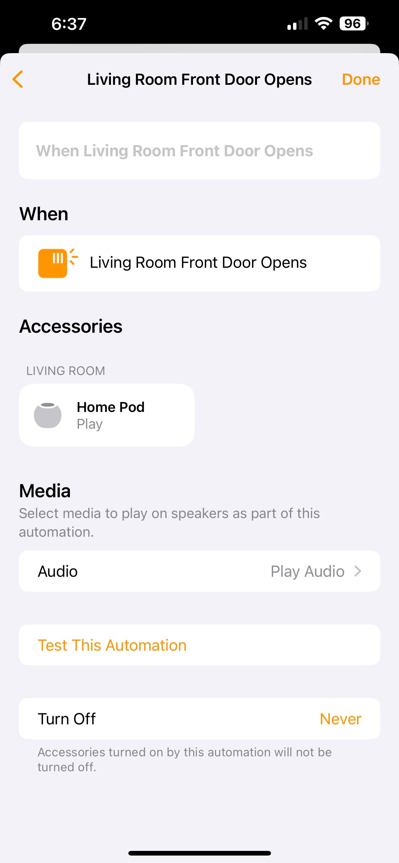 Home App iOS 16 Automation Audio