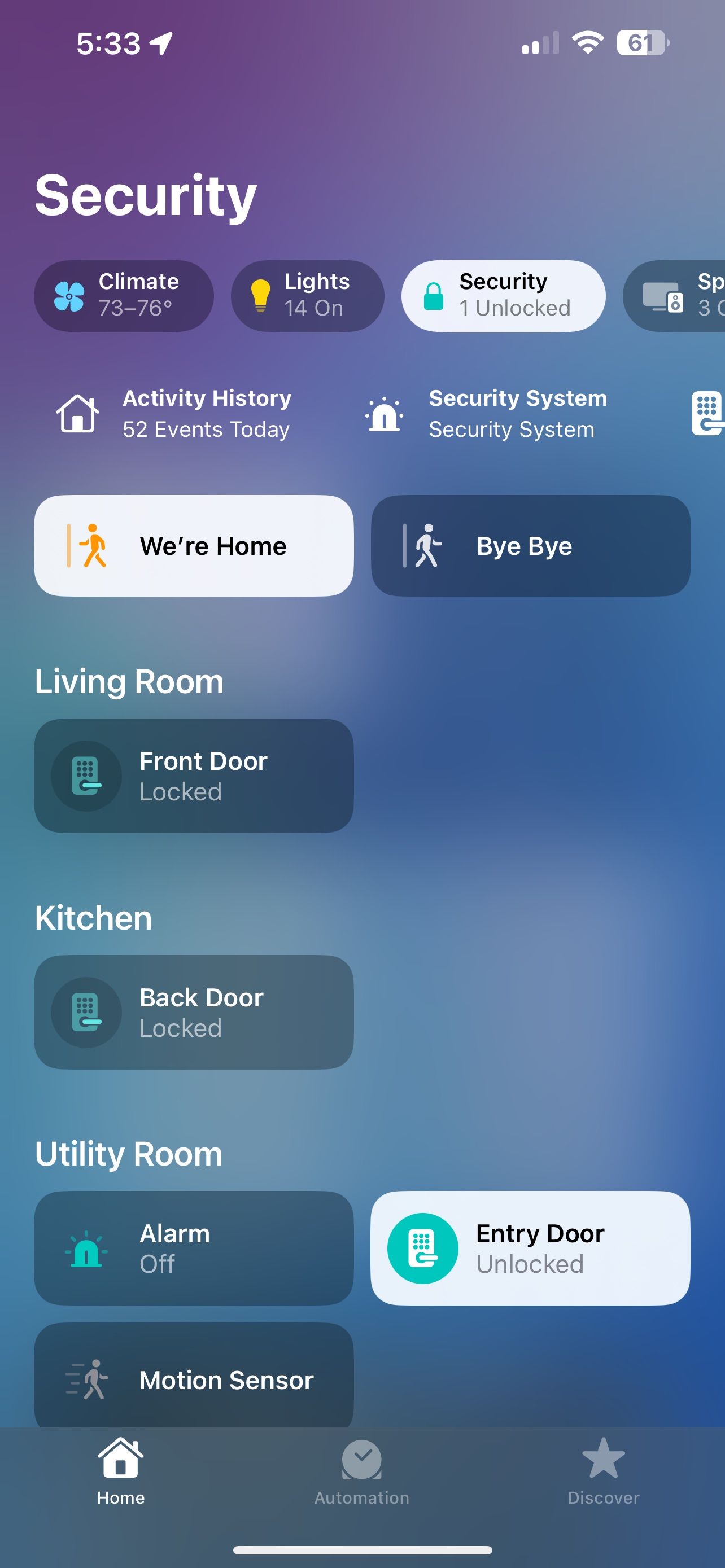 برنامه Home iOS 17 Tab Security