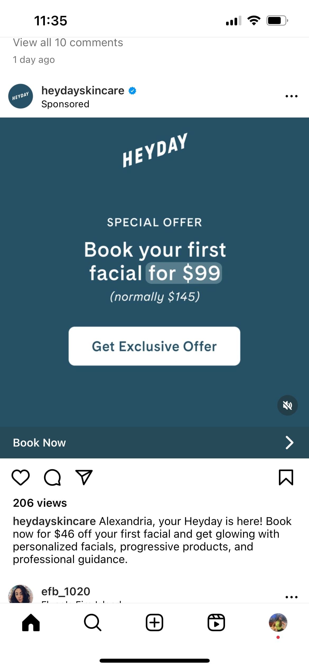 Instagram ad with link