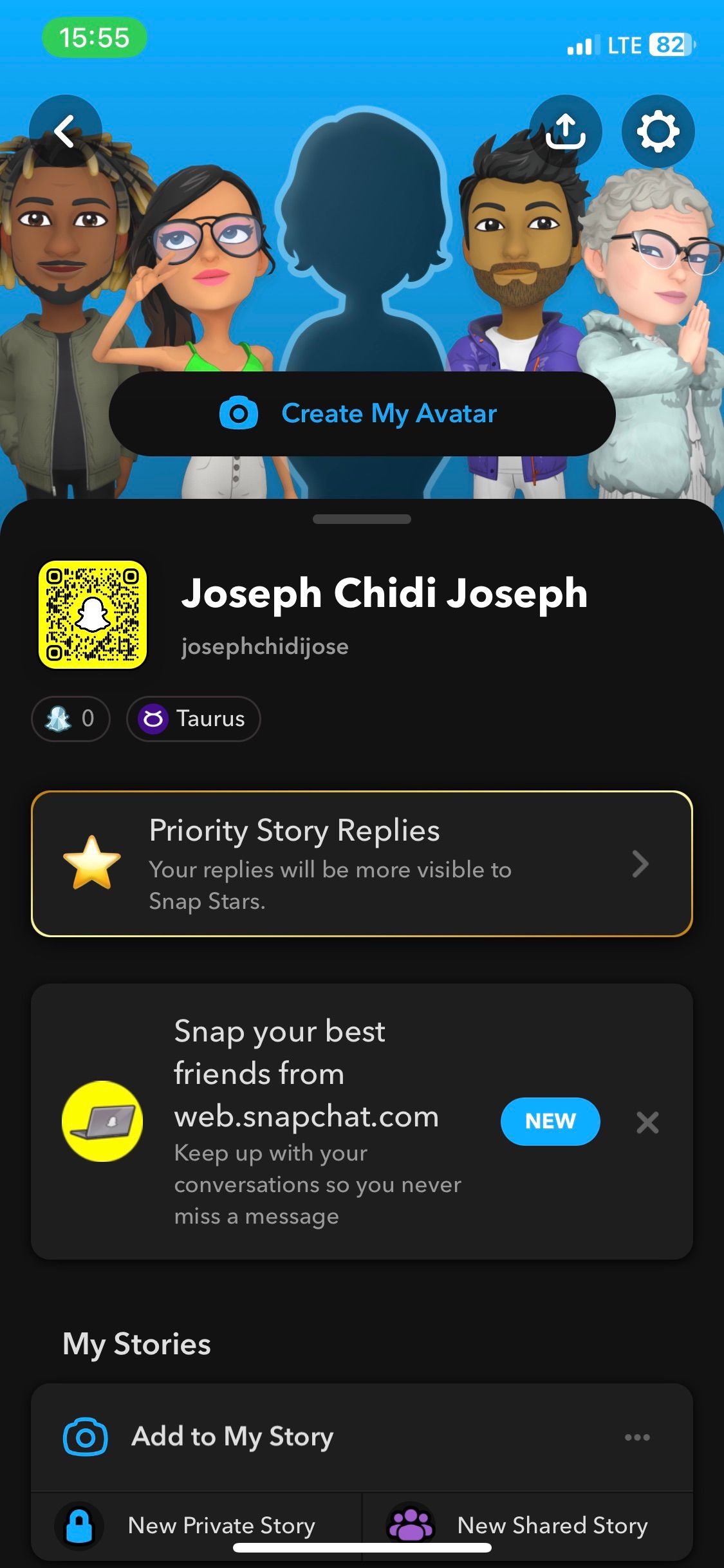 Página de perfil do Snapchat