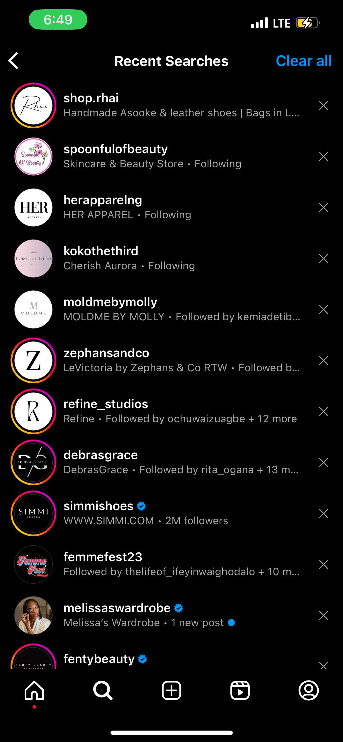 Instagram دیدن همه لیست