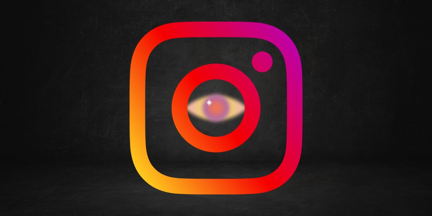 Instagram logo and eye on black background