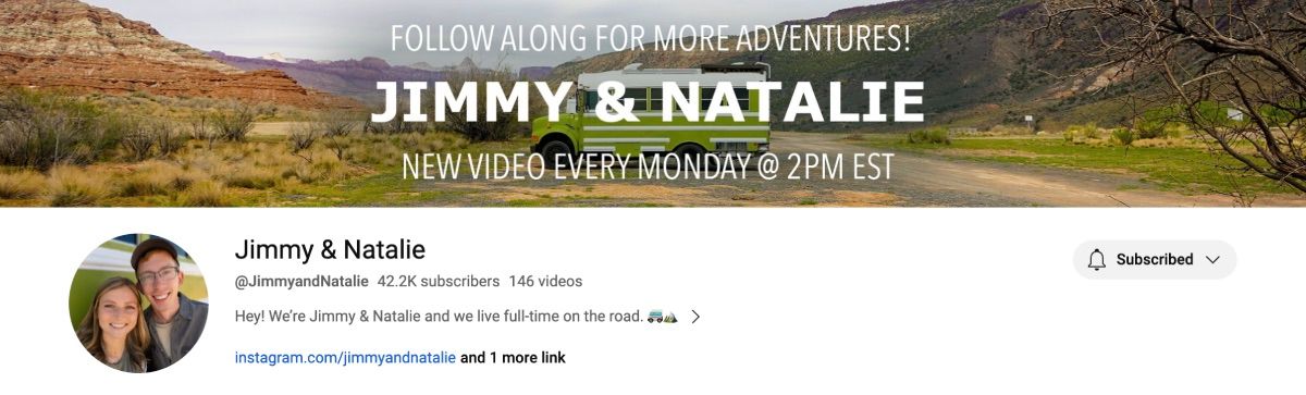 Banner de Jimmy e Natalie no YouTube