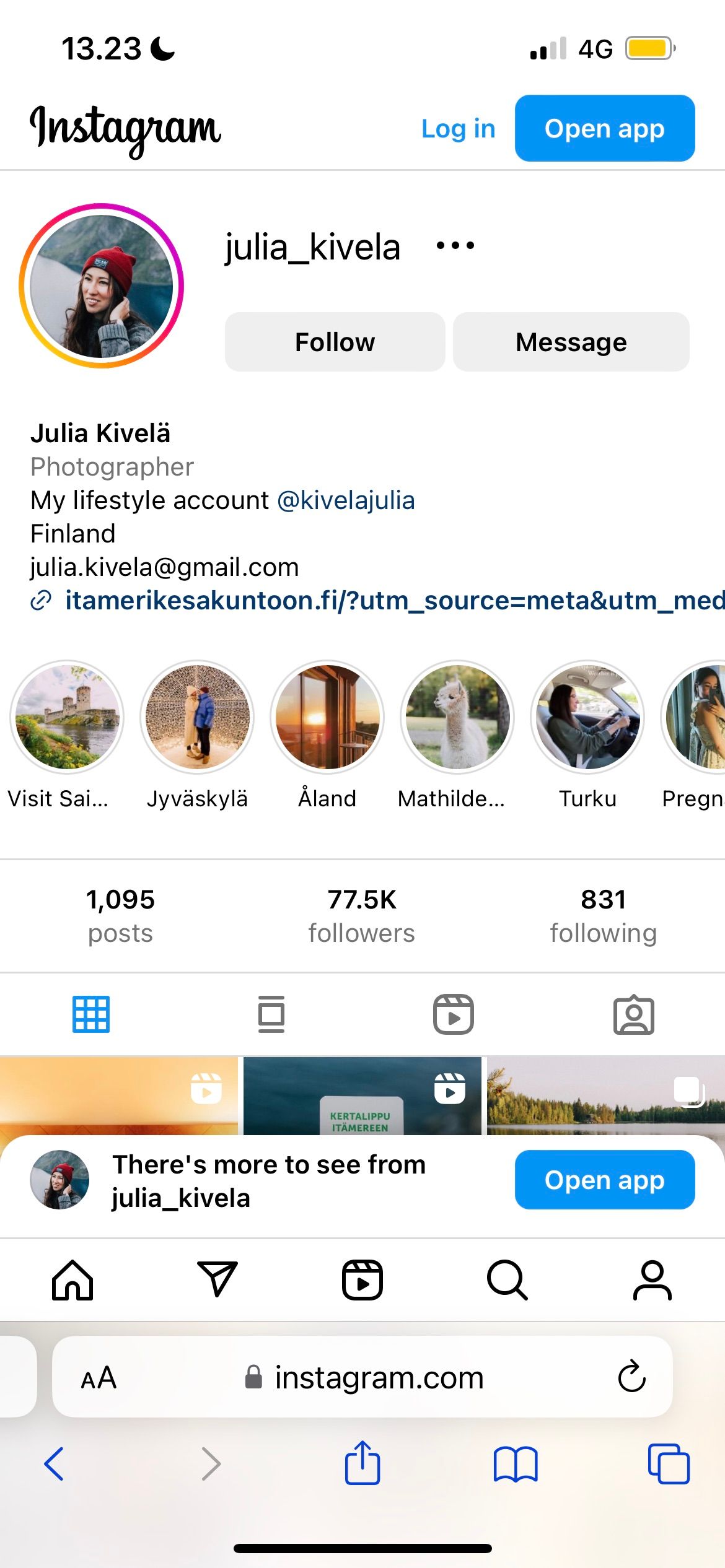 Julia Kivelä Instagram Bio