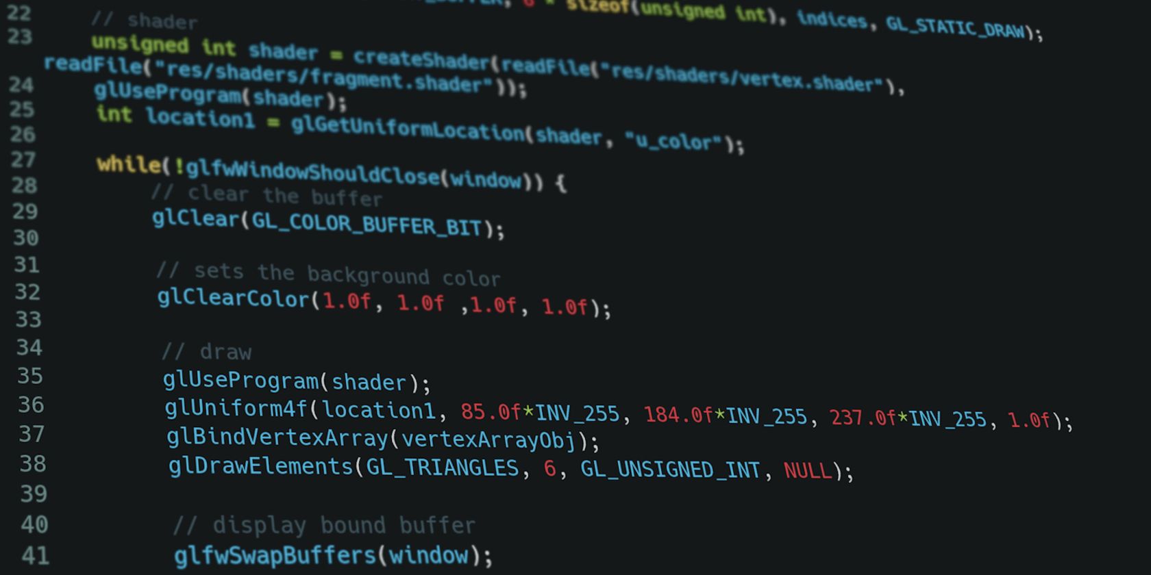 A screenshot of an IDE displaying C code.