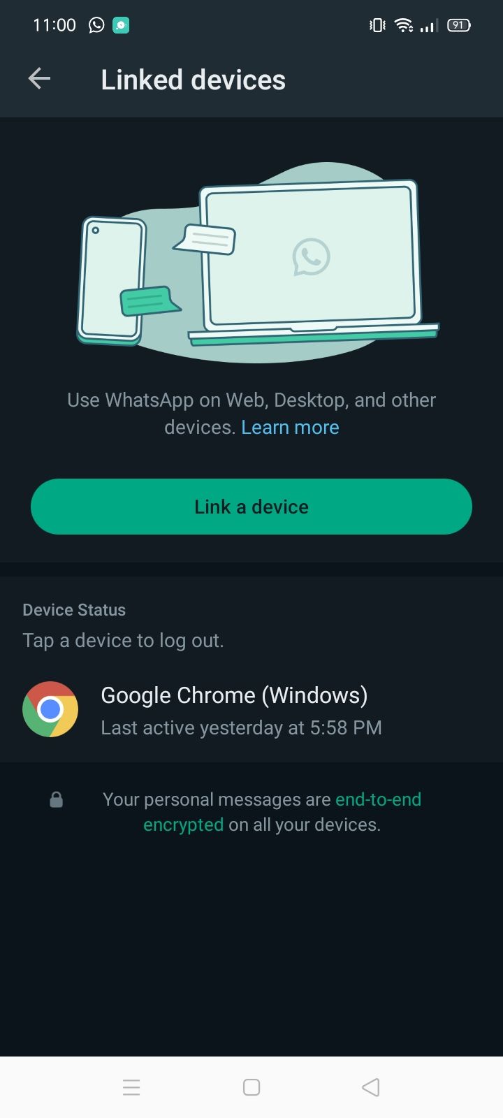 link a device option to start the device linking process on whatsapp