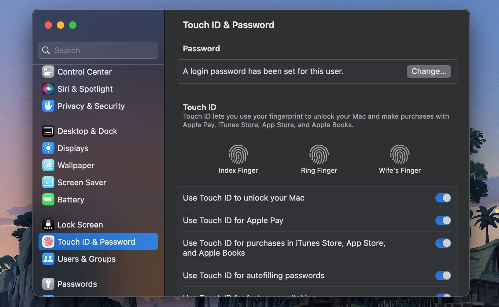 password user mac