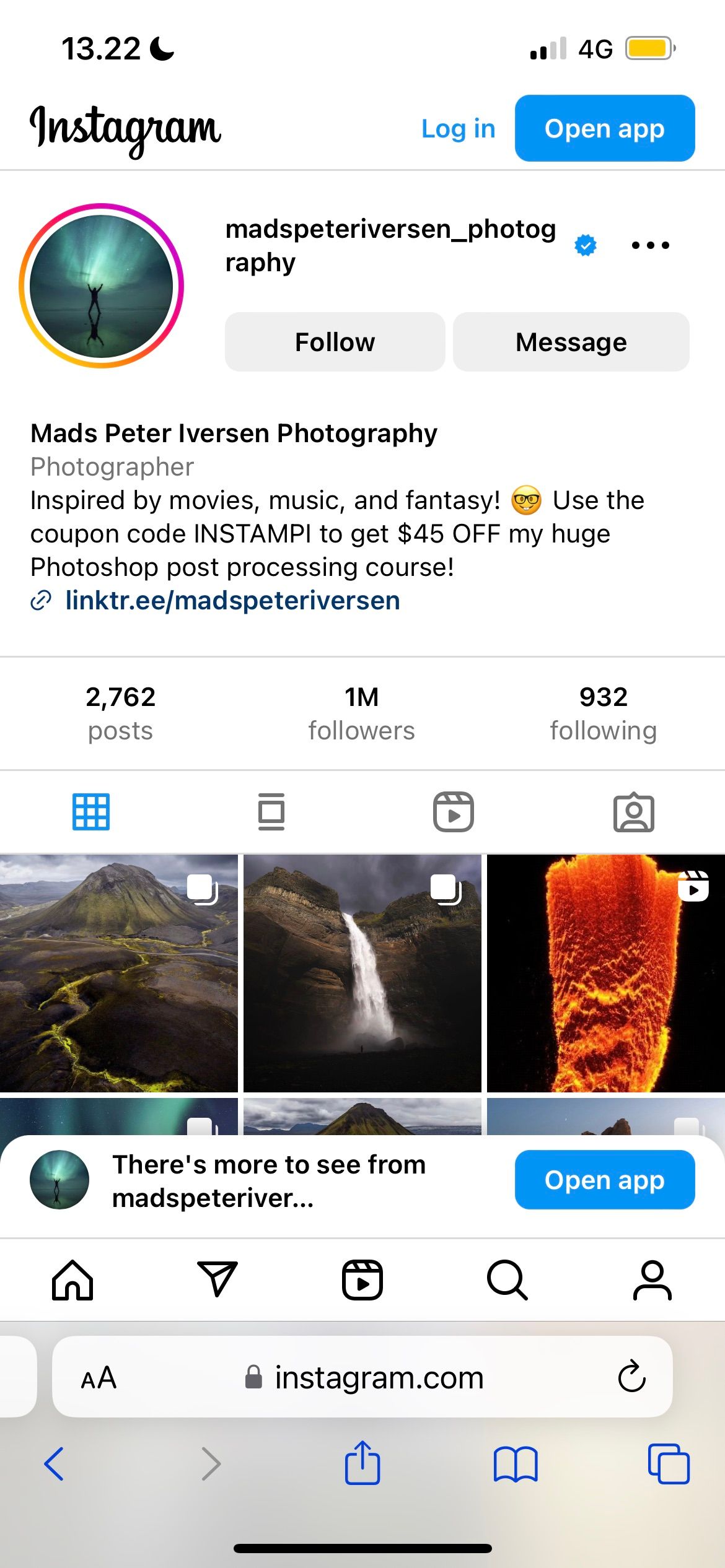 Página do Instagram de fotografia de Mads Peter Iversen