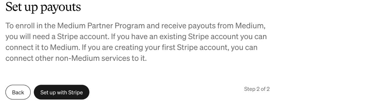 مرحله برنامه شریک متوسط ​​برای تنظیم پرداخت Stripe