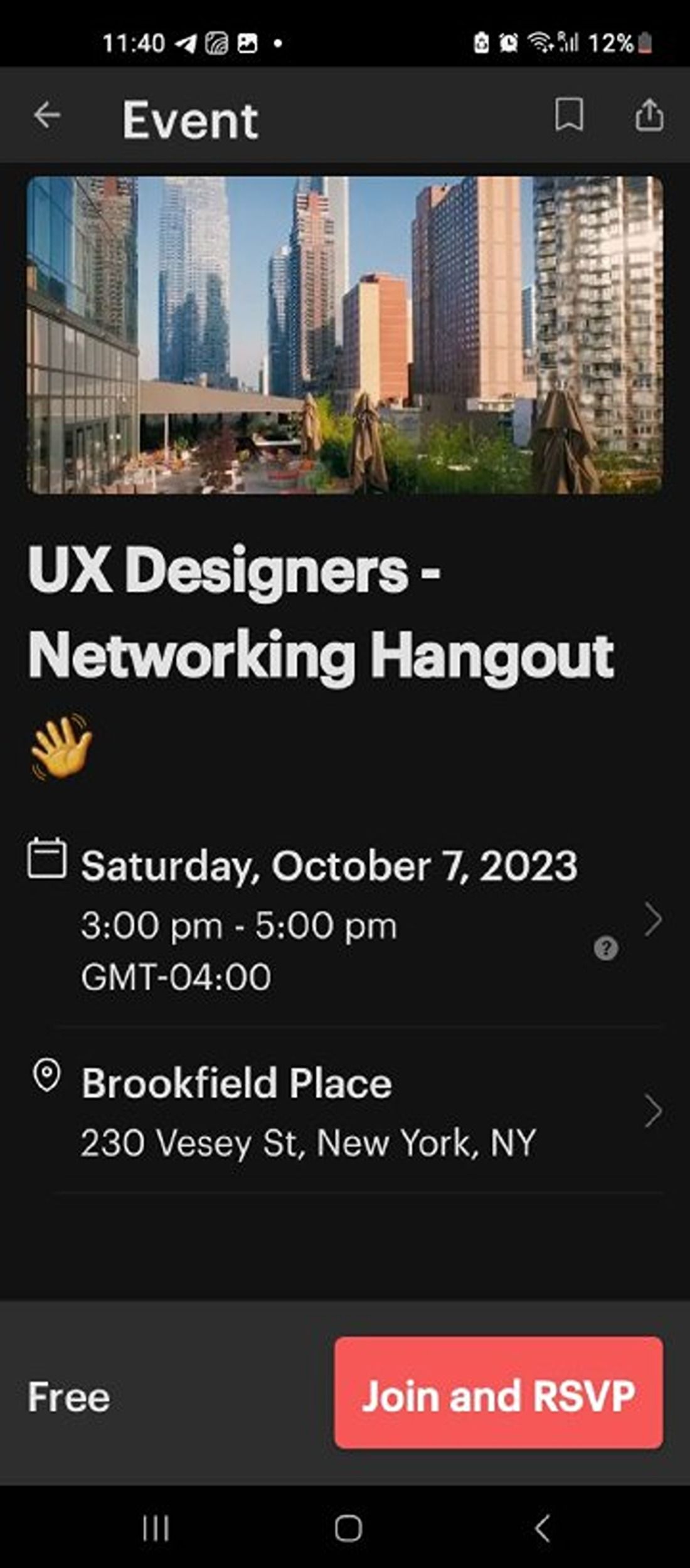Event details on Meetup