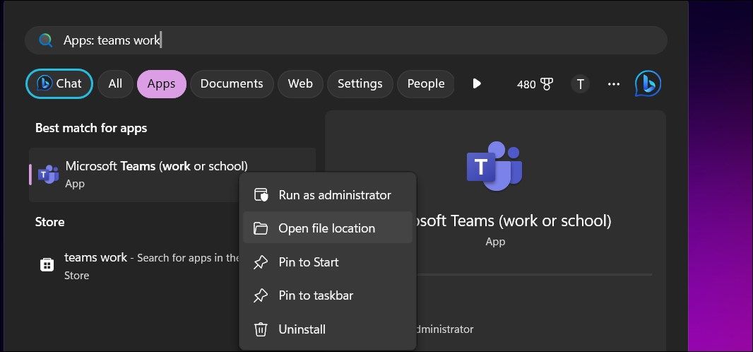 ярлык Microsoft teams открыть расположение файла Windows 11