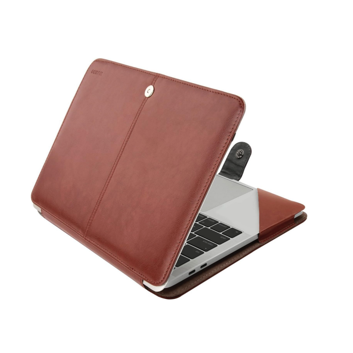 A brown MOSISO MacBook Pro Case