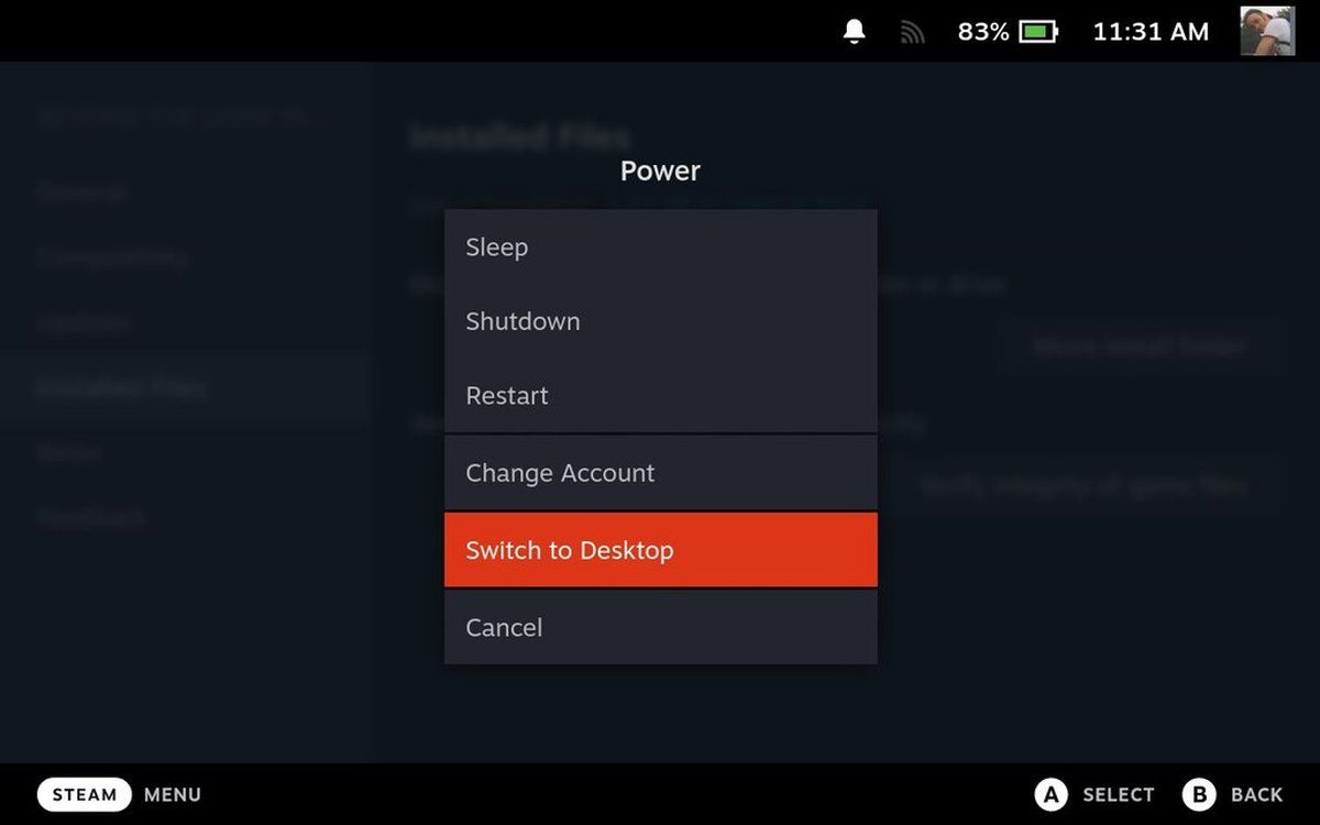 Change to Desktop Mode on Steam Deck