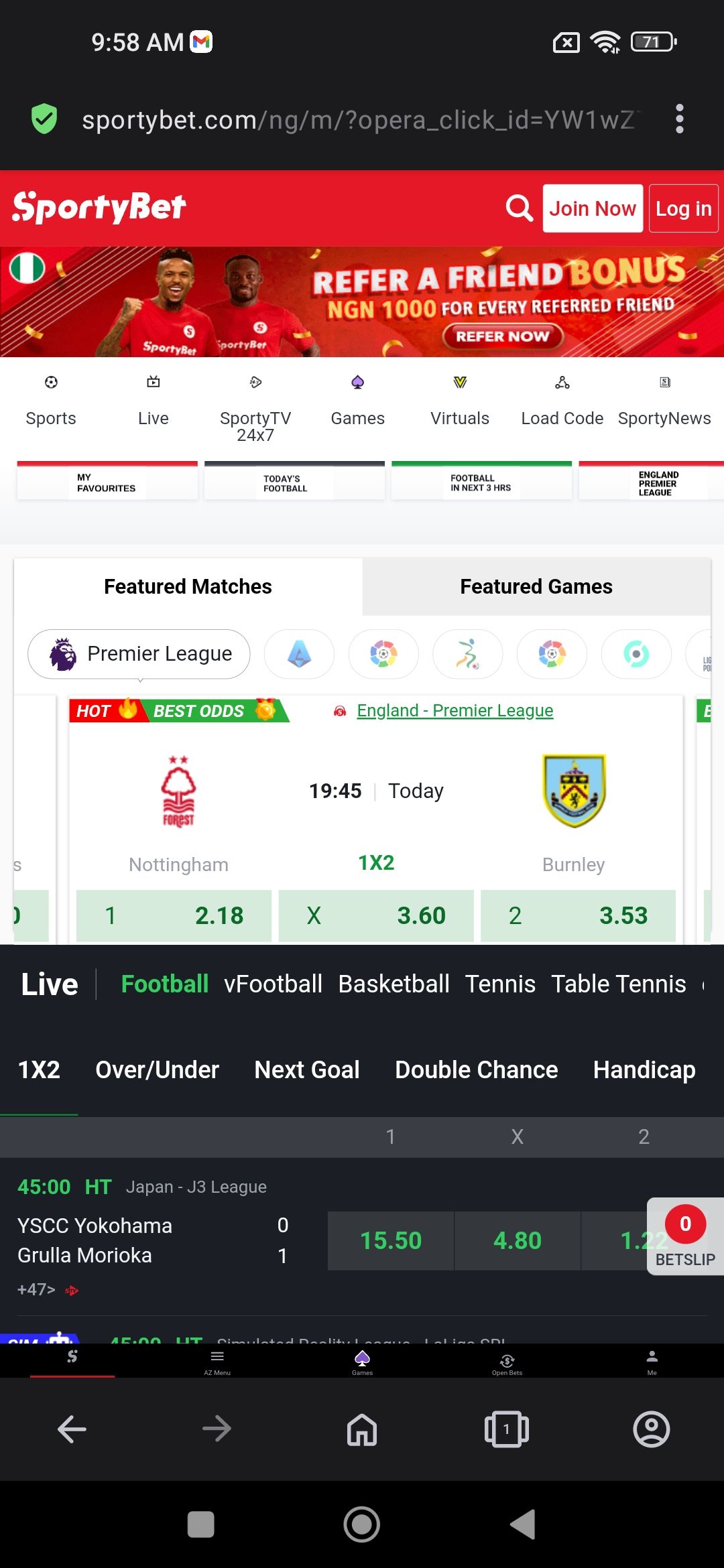 Opera Browser showing desktop view