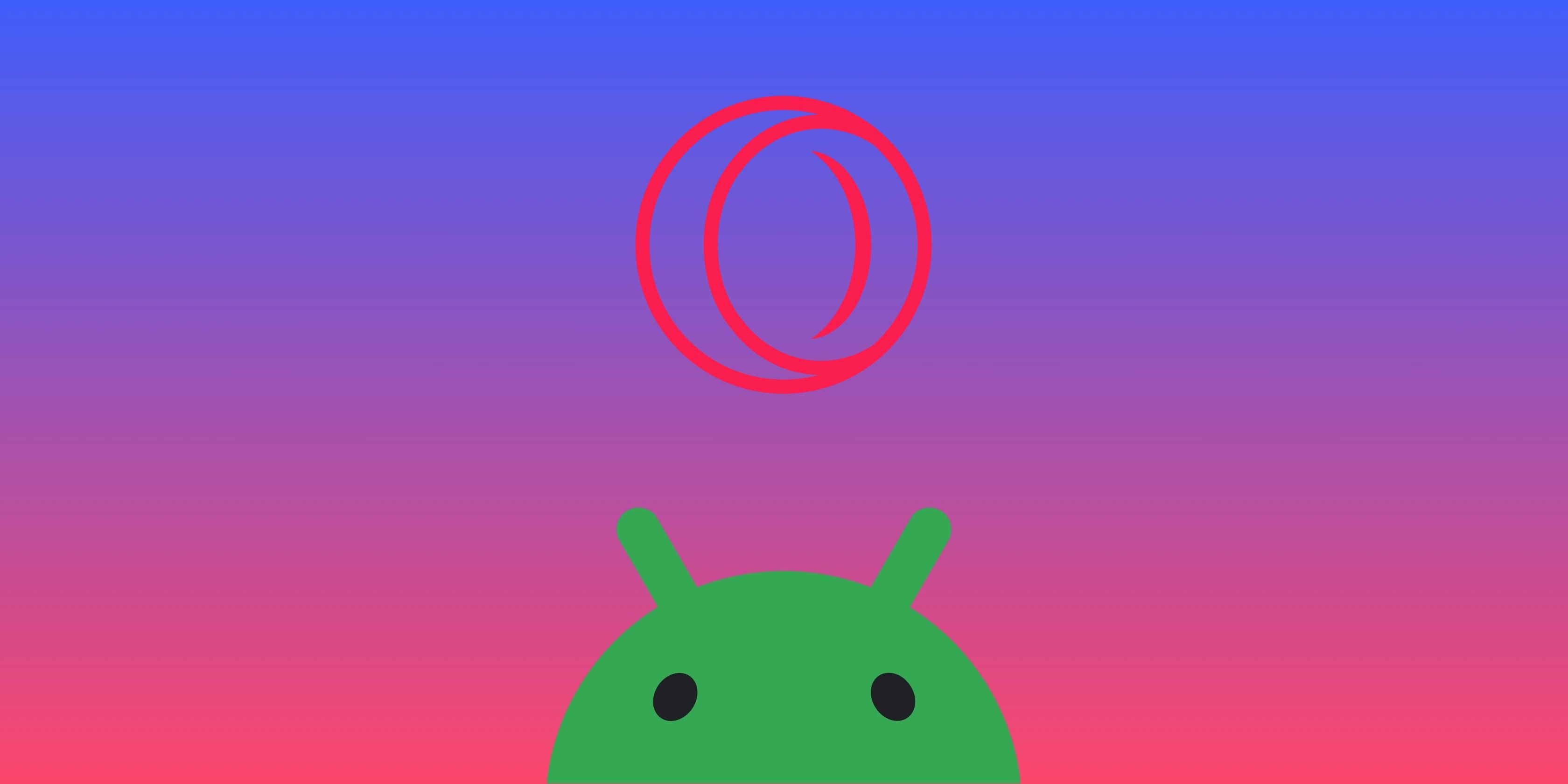 Opera GX and Android Logo on Gradient Background