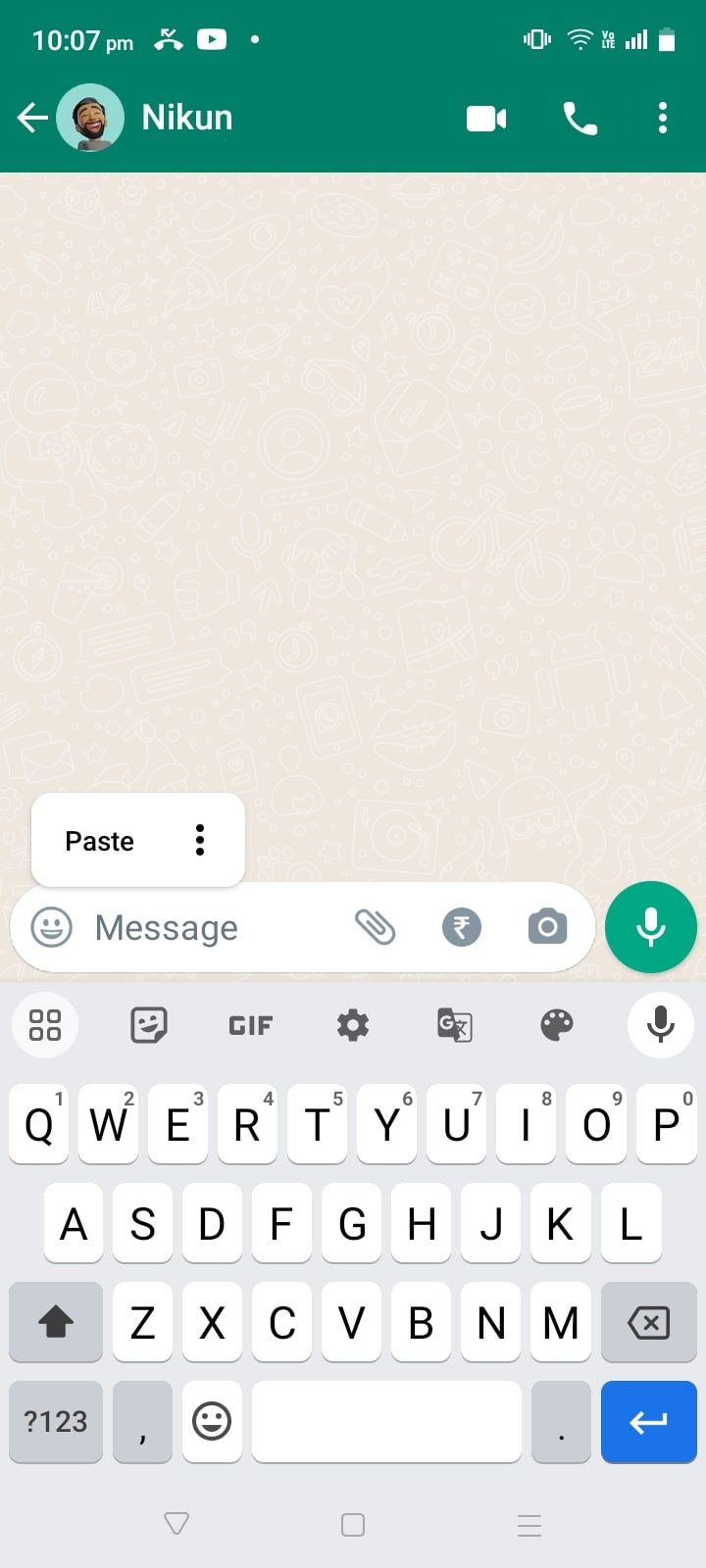 گزینه Paste در اپلیکیشن واتس اپ اندروید